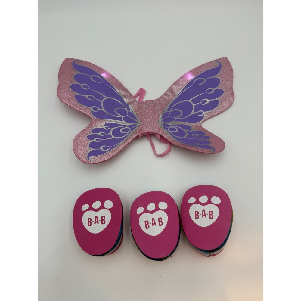 Build-A-Bear Light Up Pink Glitter Butterfly Wings and Rainbow Shoes Lot